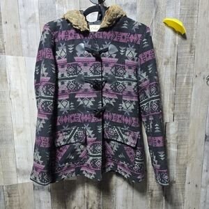 Cedar Rose Black and Purple Southwestern Print Coat